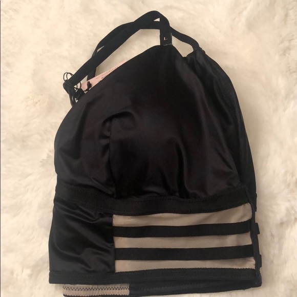 VS Strappy Mesh Long Line Plunge Satin Bralette - Picture 3 of 8